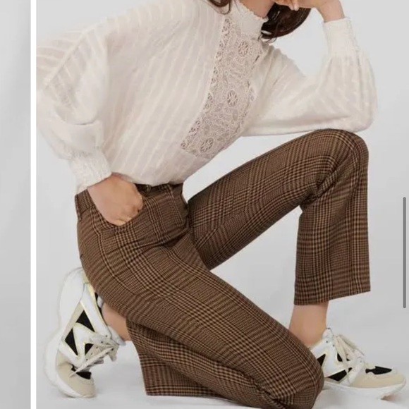 Maje Brown plaid pant - Picture 2 of 5